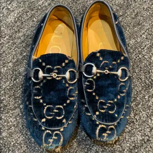 Navy Gucci loafers