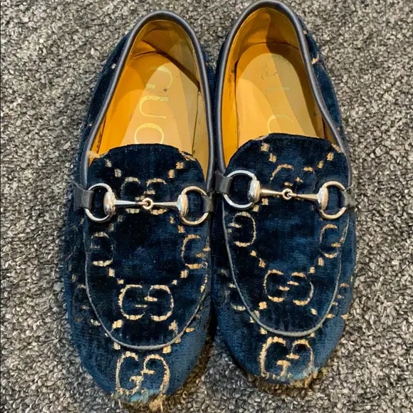 Navy Gucci loafers