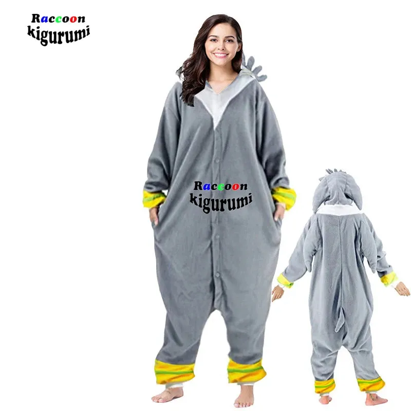 New 100-200cm Family Pajamas Animal Adult Women Cosplay Girl Onesie Cartoon Pijama Men Large XXL Raccoon Kigurumi Kids Boy