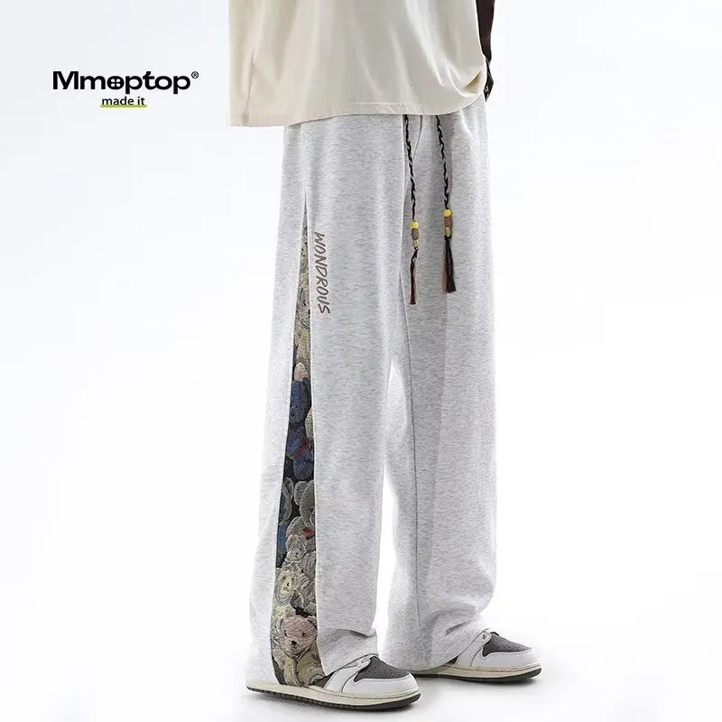 New Chinese-Style Embroidered Wide-Leg Pants for Men | 2024 Fall Casual Trousers