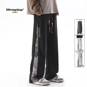 New Chinese-Style Embroidered Wide-Leg Pants for Men | 2024 Fall Casual Trousers
