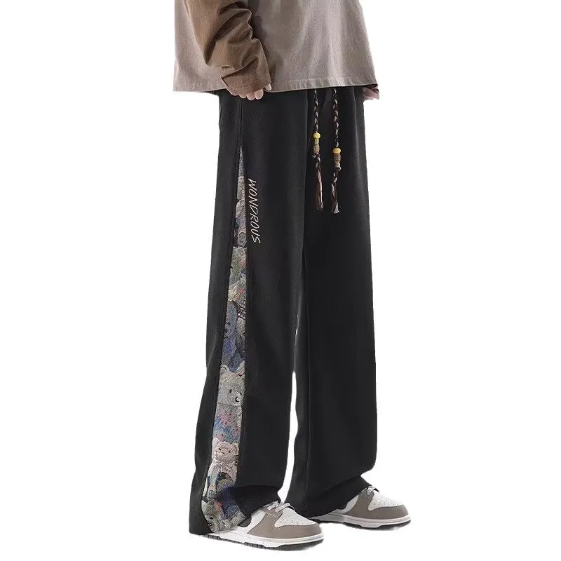 New Chinese-Style Embroidered Wide-Leg Pants for Men | 2024 Fall Casual Trousers