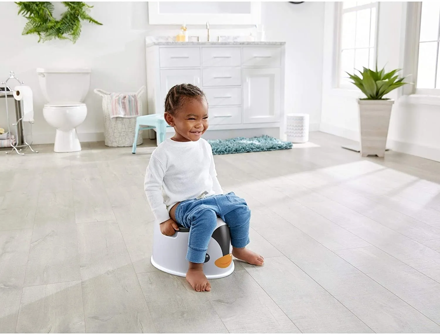New Fisher-Price Penguin Potty, Easy-Clean Toddler Toilet Training Chair