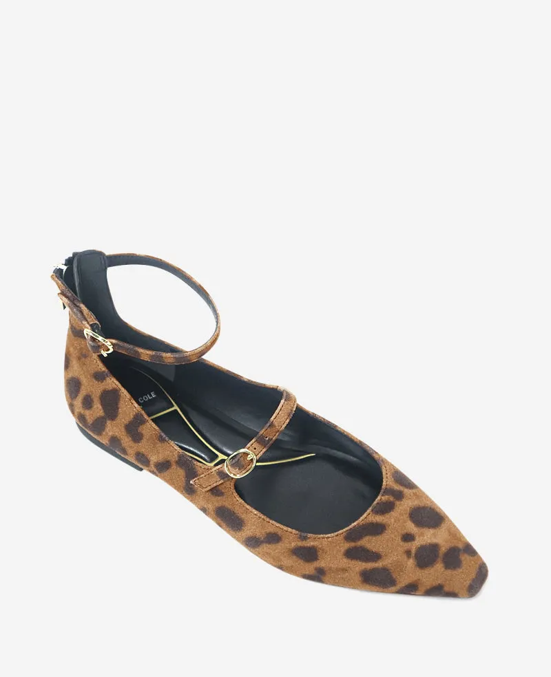 Nolita Leopard Suede Ankle Strap Mary Jane Flat
