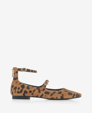 Nolita Leopard Suede Ankle Strap Mary Jane Flat