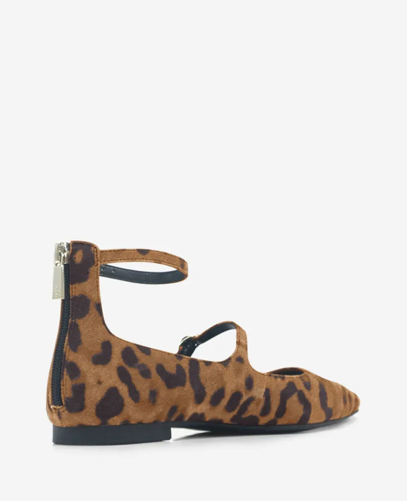 Nolita Leopard Suede Ankle Strap Mary Jane Flat