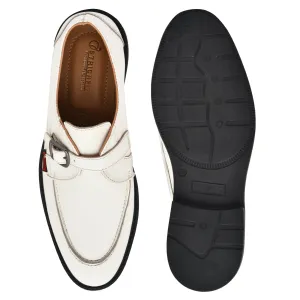 Ostrichfit Mens White Leather Loafers Art No 6509 WHT