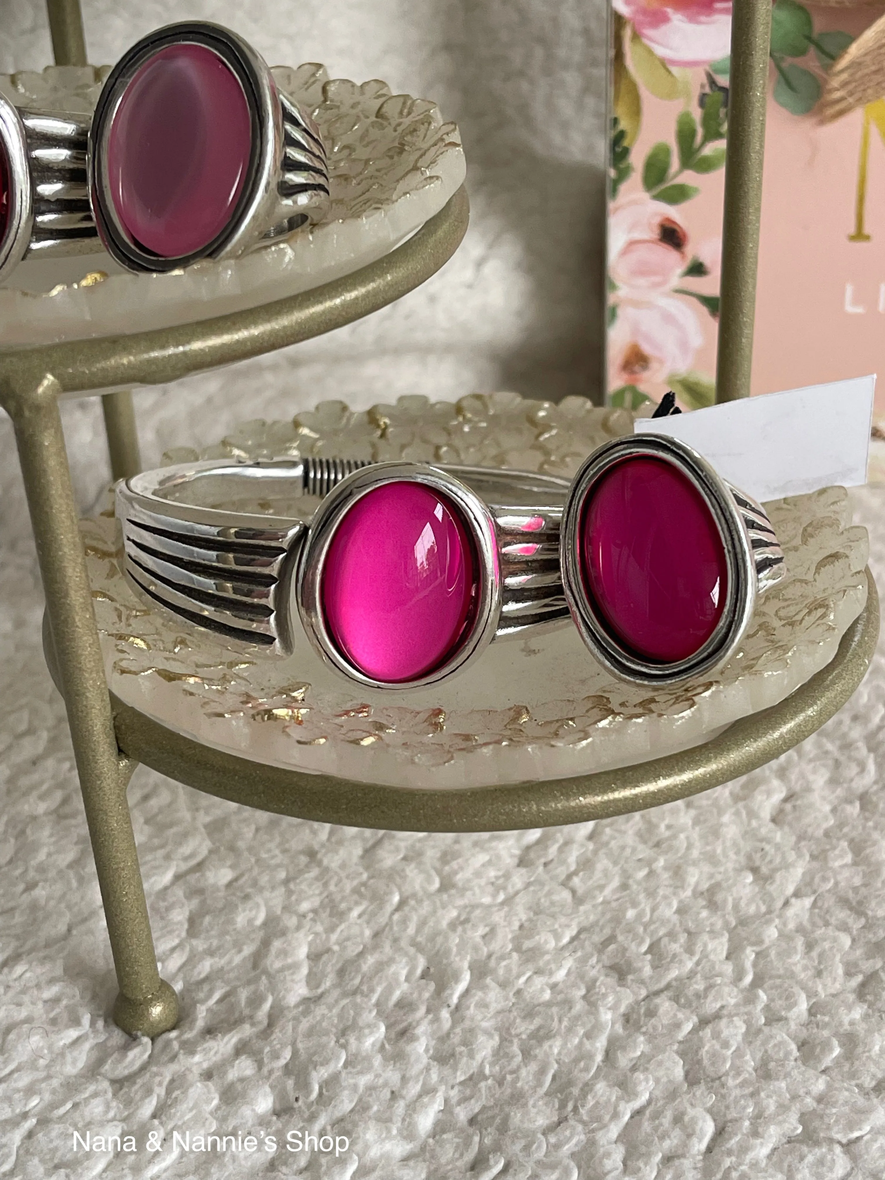 Oval stone bangle by Andrea's Designer