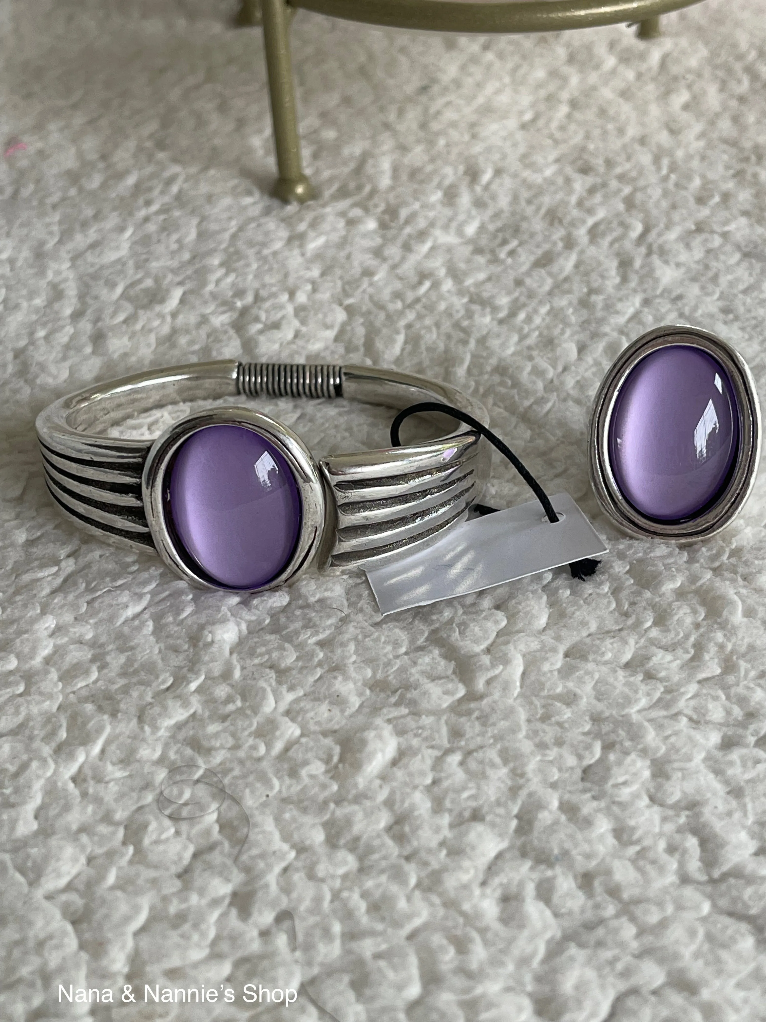 Oval stone bangle by Andrea's Designer