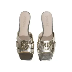 Pinko Women's Leather Slippers Gold Elegant Spring/Summer
