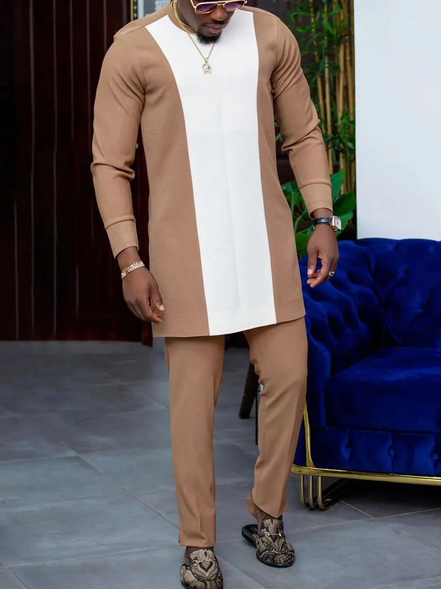 Premium Nigerian African Men’s 2-Piece Traditional Outfit – Stylish Shirt & Pants Set