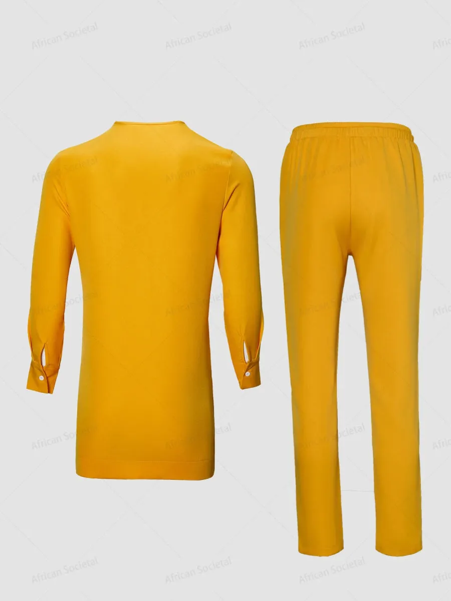Premium Nigerian African Men’s 2-Piece Traditional Outfit – Stylish Shirt & Pants Set