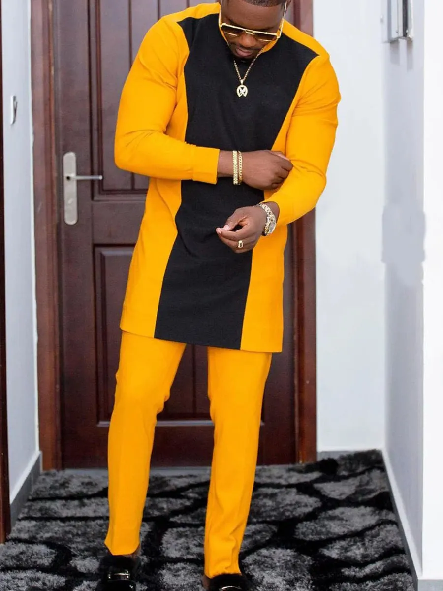 Premium Nigerian African Men’s 2-Piece Traditional Outfit – Stylish Shirt & Pants Set