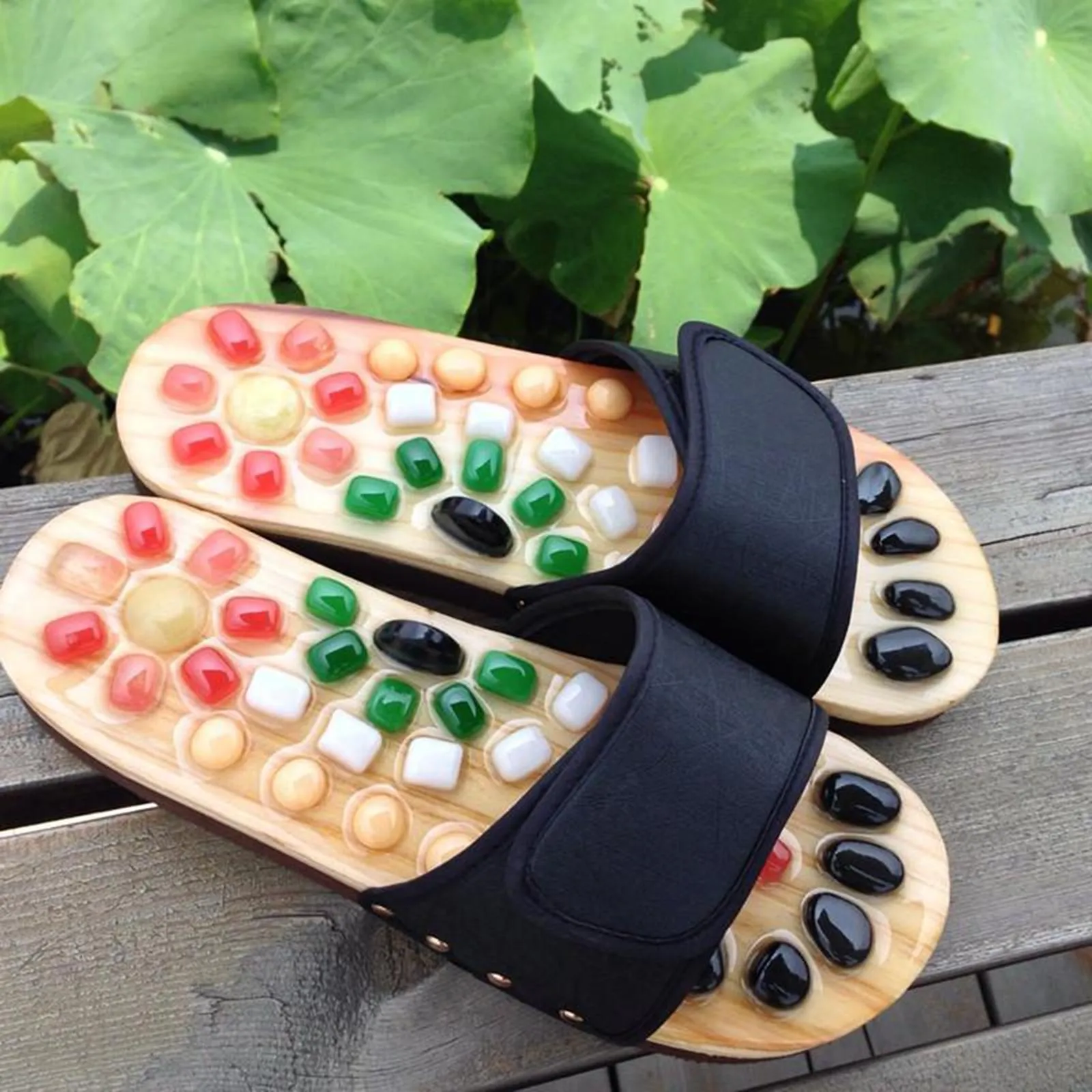 Premium Reflexology Foot Massager Sandals - Adjustable Acupressure Slippers for Stress Relief and Comfort - Non-Slip EVA Design, Easy to Clean, Fits Men and Women