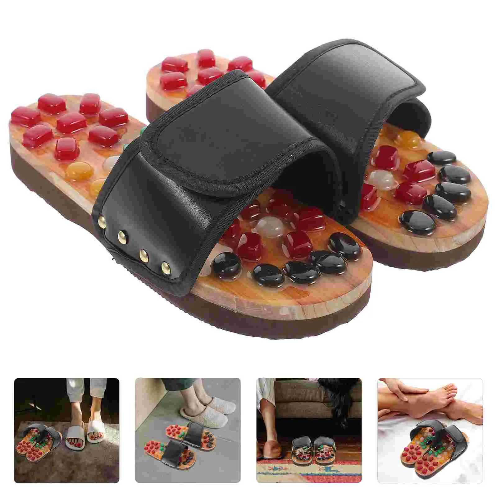 Premium Reflexology Foot Massager Sandals - Adjustable Acupressure Slippers for Stress Relief and Comfort - Non-Slip EVA Design, Easy to Clean, Fits Men and Women