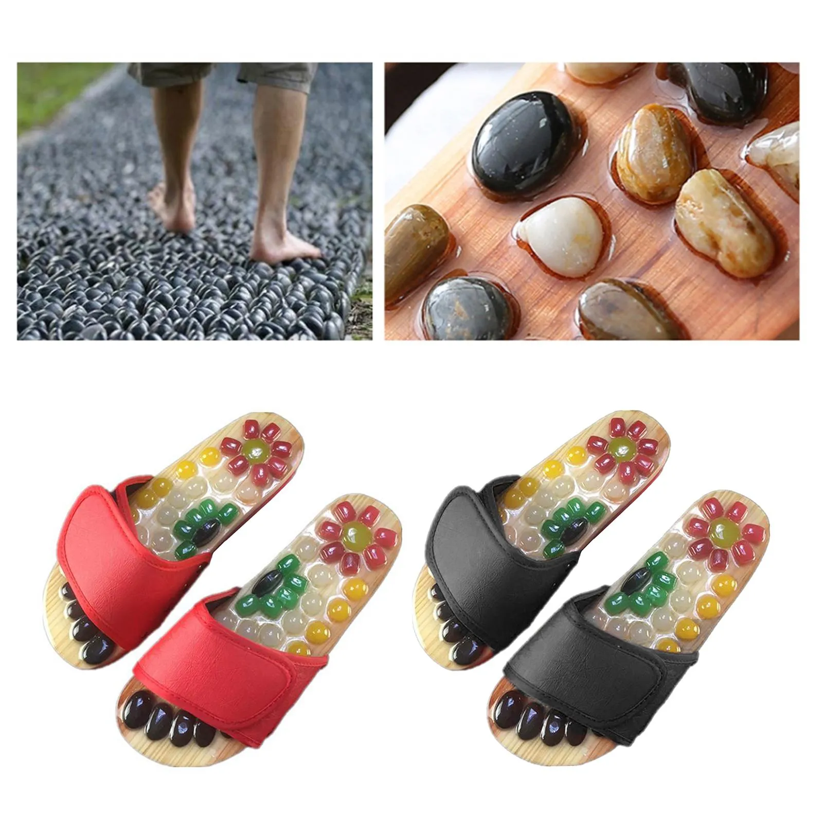 Premium Reflexology Foot Massager Sandals - Adjustable Acupressure Slippers for Stress Relief and Comfort - Non-Slip EVA Design, Easy to Clean, Fits Men and Women