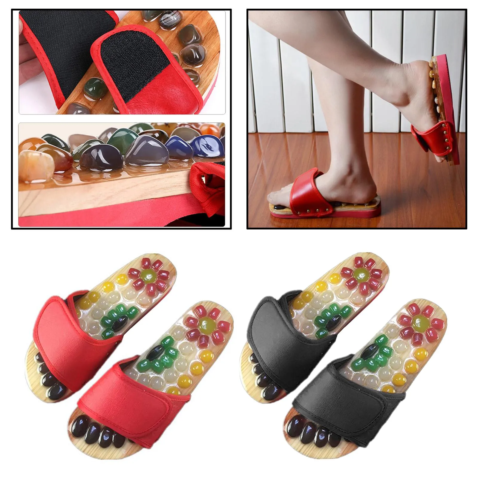 Premium Reflexology Foot Massager Sandals - Adjustable Acupressure Slippers for Stress Relief and Comfort - Non-Slip EVA Design, Easy to Clean, Fits Men and Women
