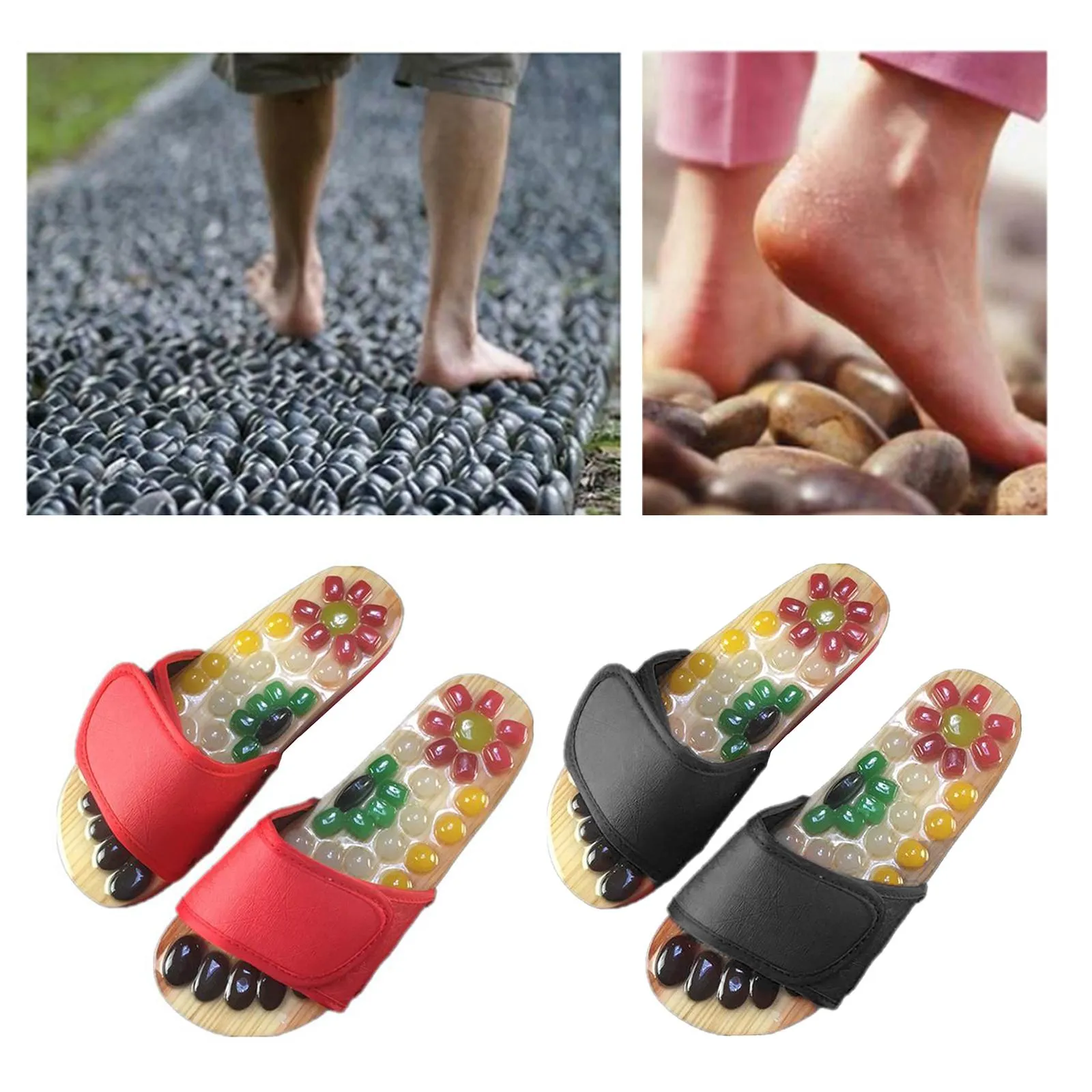 Premium Reflexology Foot Massager Sandals - Adjustable Acupressure Slippers for Stress Relief and Comfort - Non-Slip EVA Design, Easy to Clean, Fits Men and Women