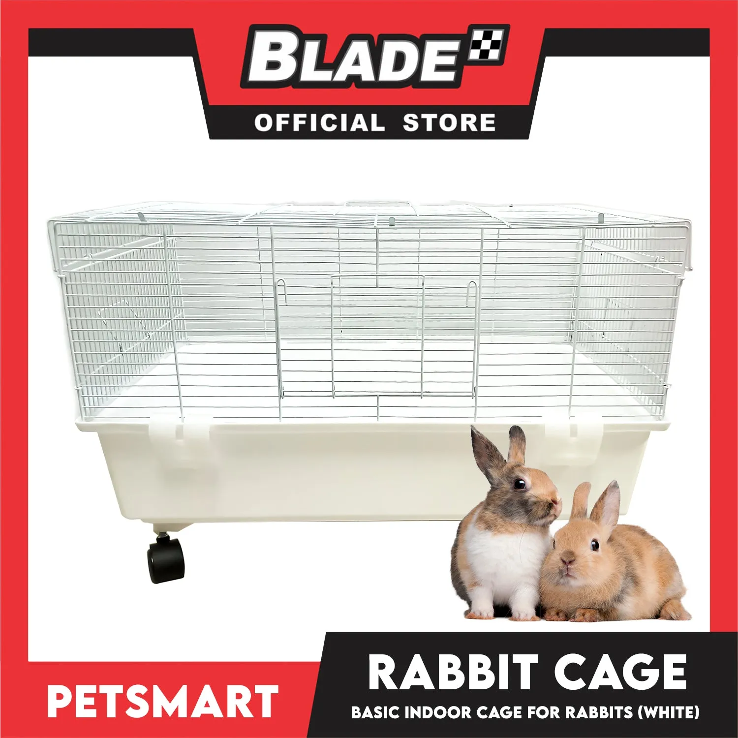 Rabbit Cage, Basic Indoor Cage For Pets (F16004) White Color, 60cm x 38cm x 40cm