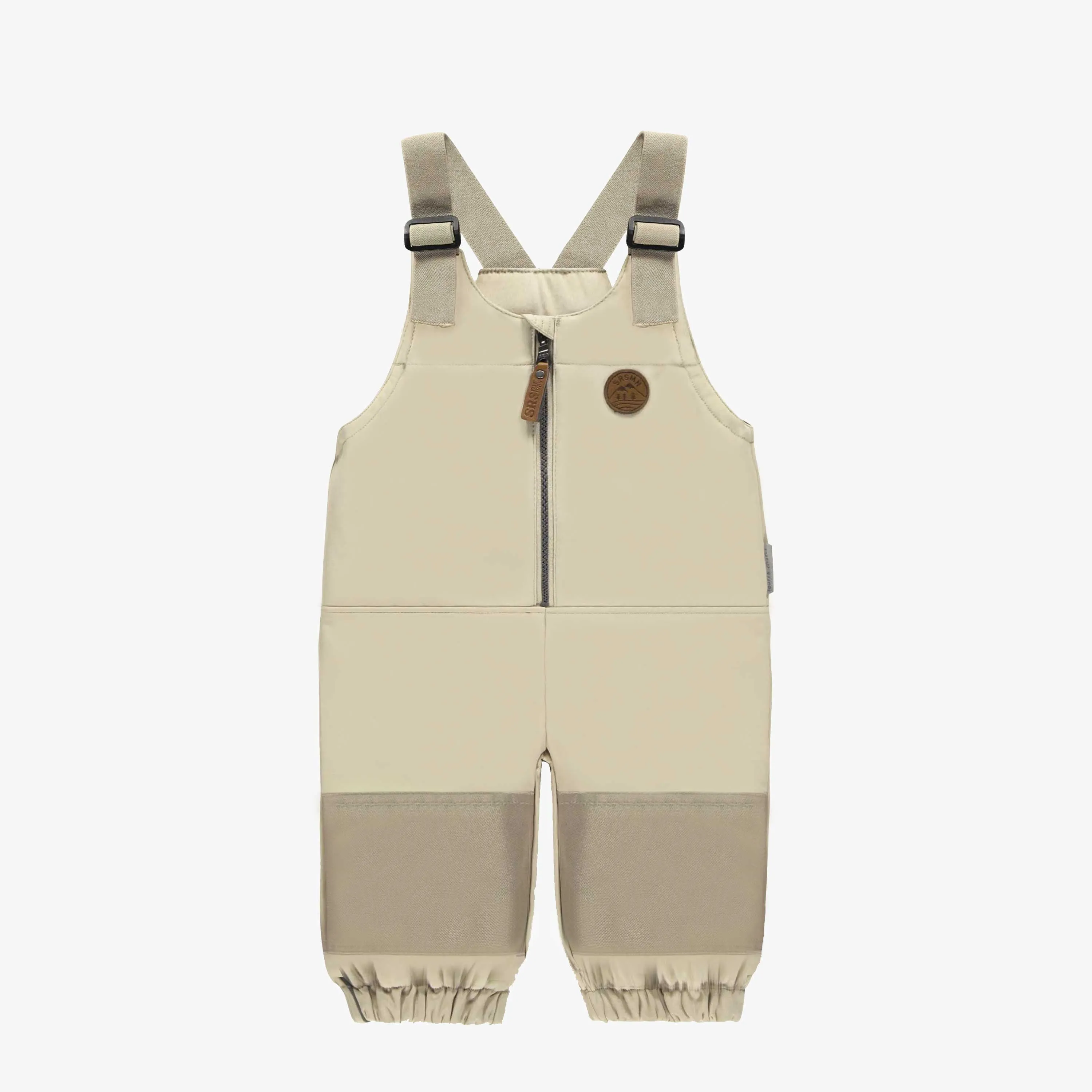 Salopette extérieure beige en coquille souple, bébé || Beige outer overalls in softshell, baby