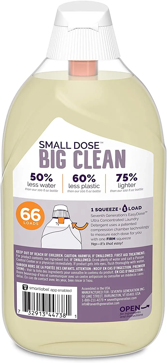 Seventh Generation Laundry Detergent, Ultra Concentrated EasyDose, Fresh Lavender, 23 oz, 66 Loads (Packaging May Vary)