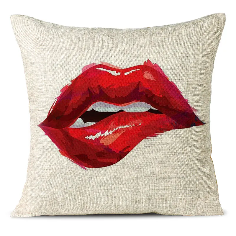 Sexy Red Lips Linen Pillowcase