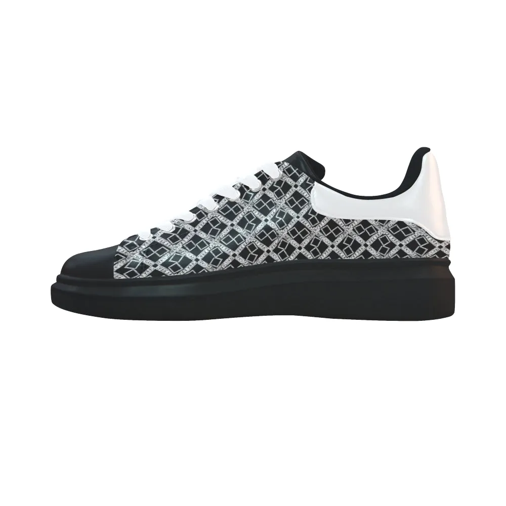silver black logo xtra large panel 3.6 mb.jpg hori Low Top Loafers Womens Shoes (Model 026)
