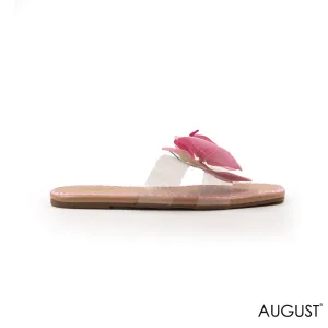 SLIPPER CLEAR WITH DETAILS PINK COLOR FLOWERS FLAT SOLE.