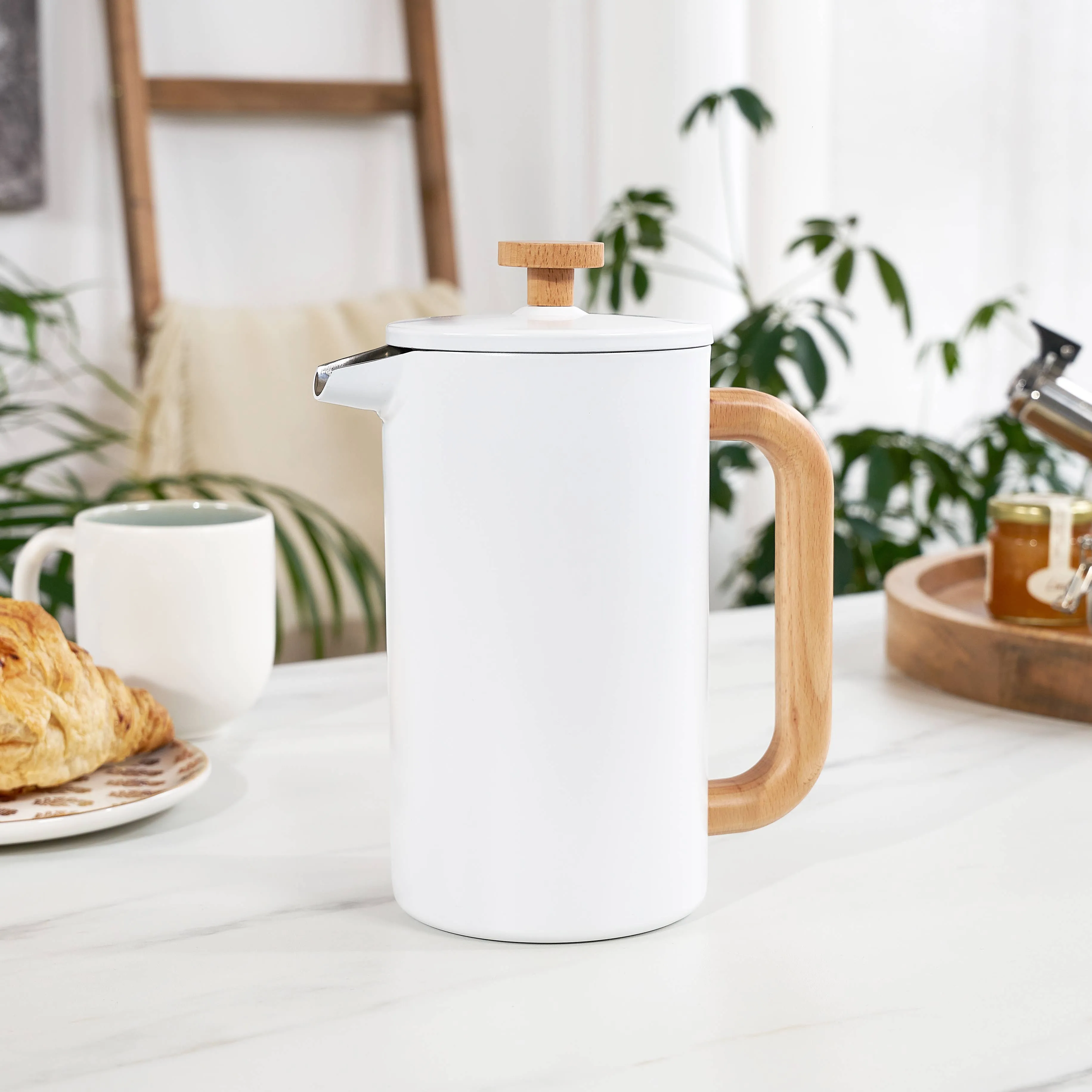 Stainless Steel & Wood Tea & Coffee Press Pot - 34oz