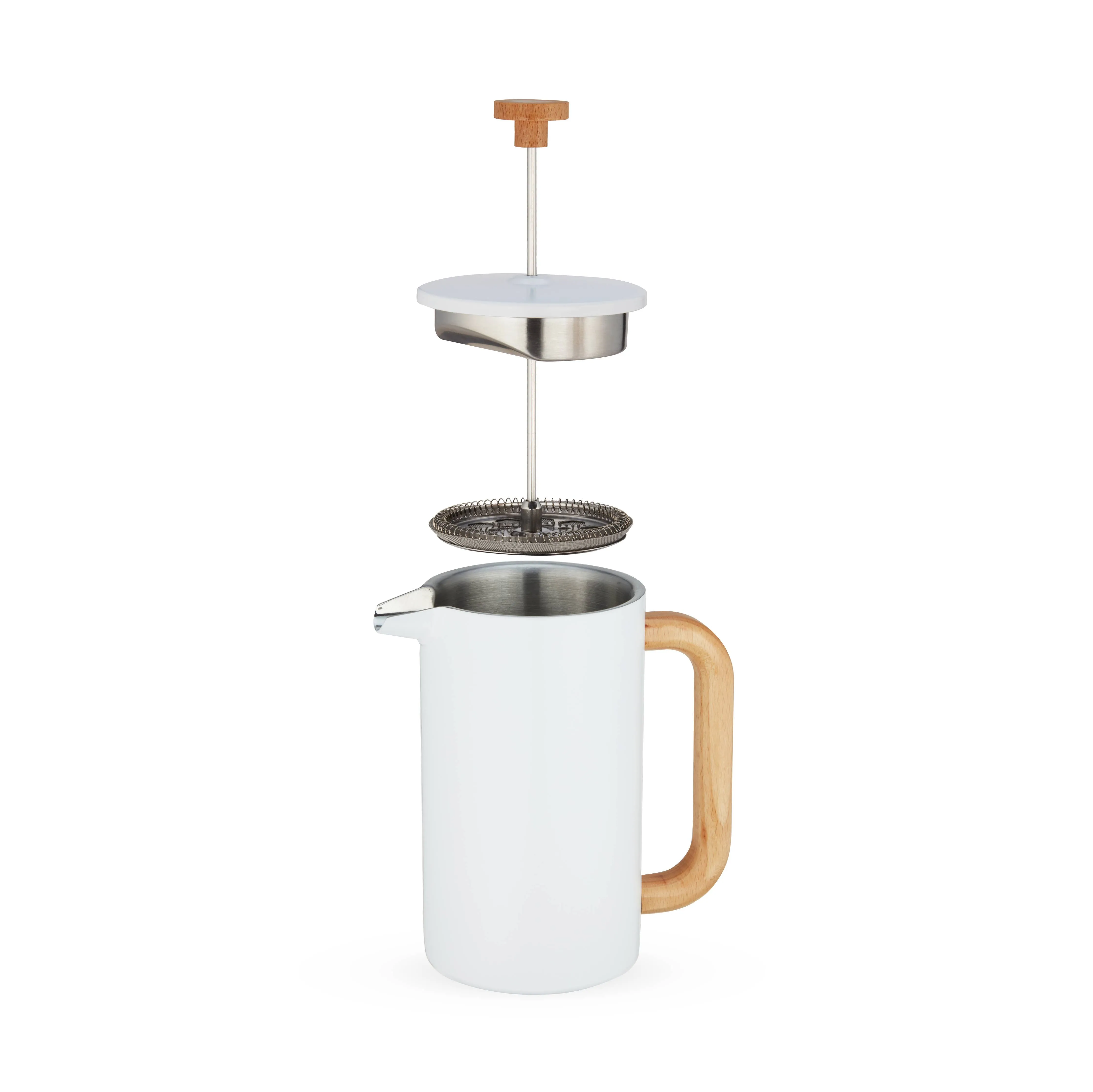 Stainless Steel & Wood Tea & Coffee Press Pot - 34oz