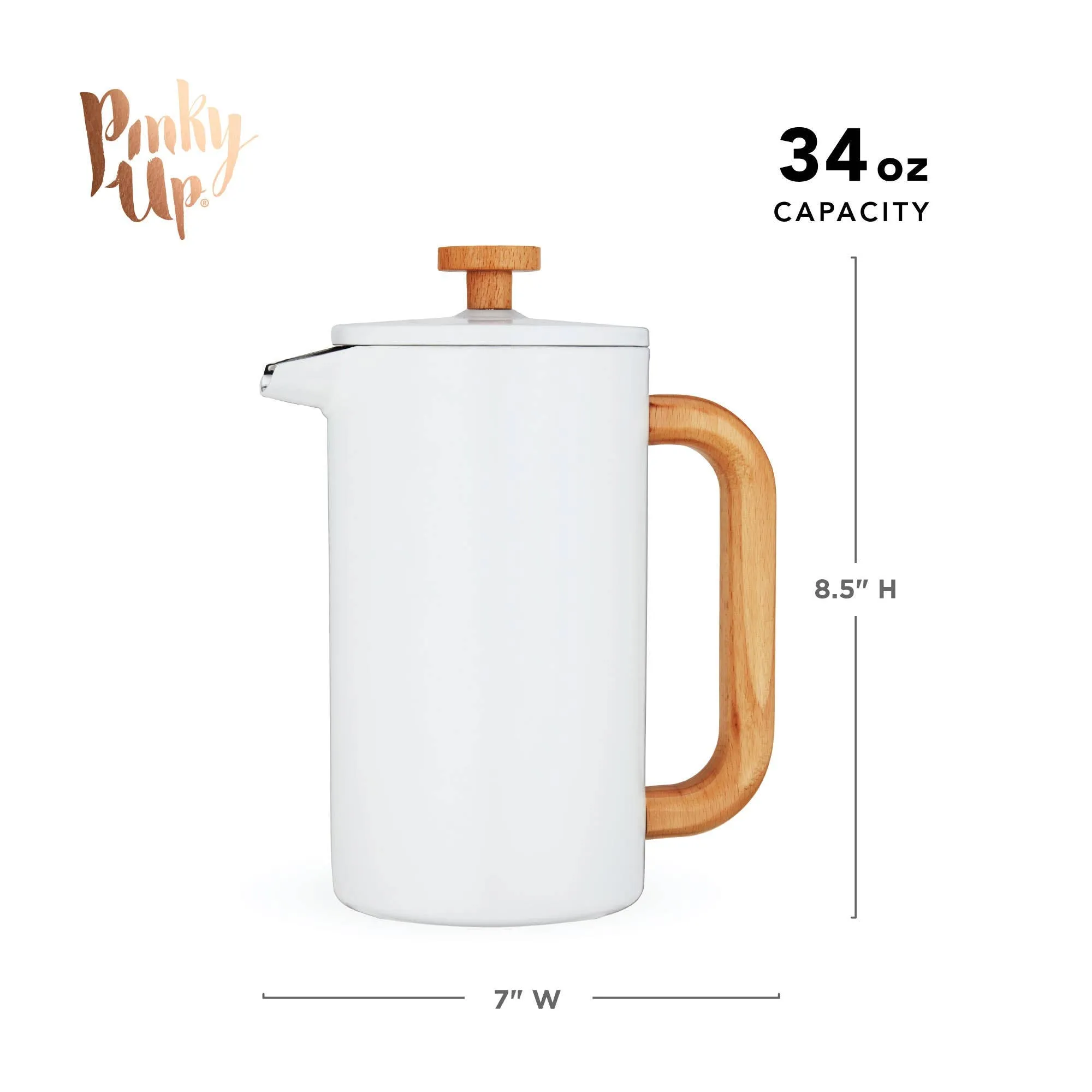 Stainless Steel & Wood Tea & Coffee Press Pot - 34oz