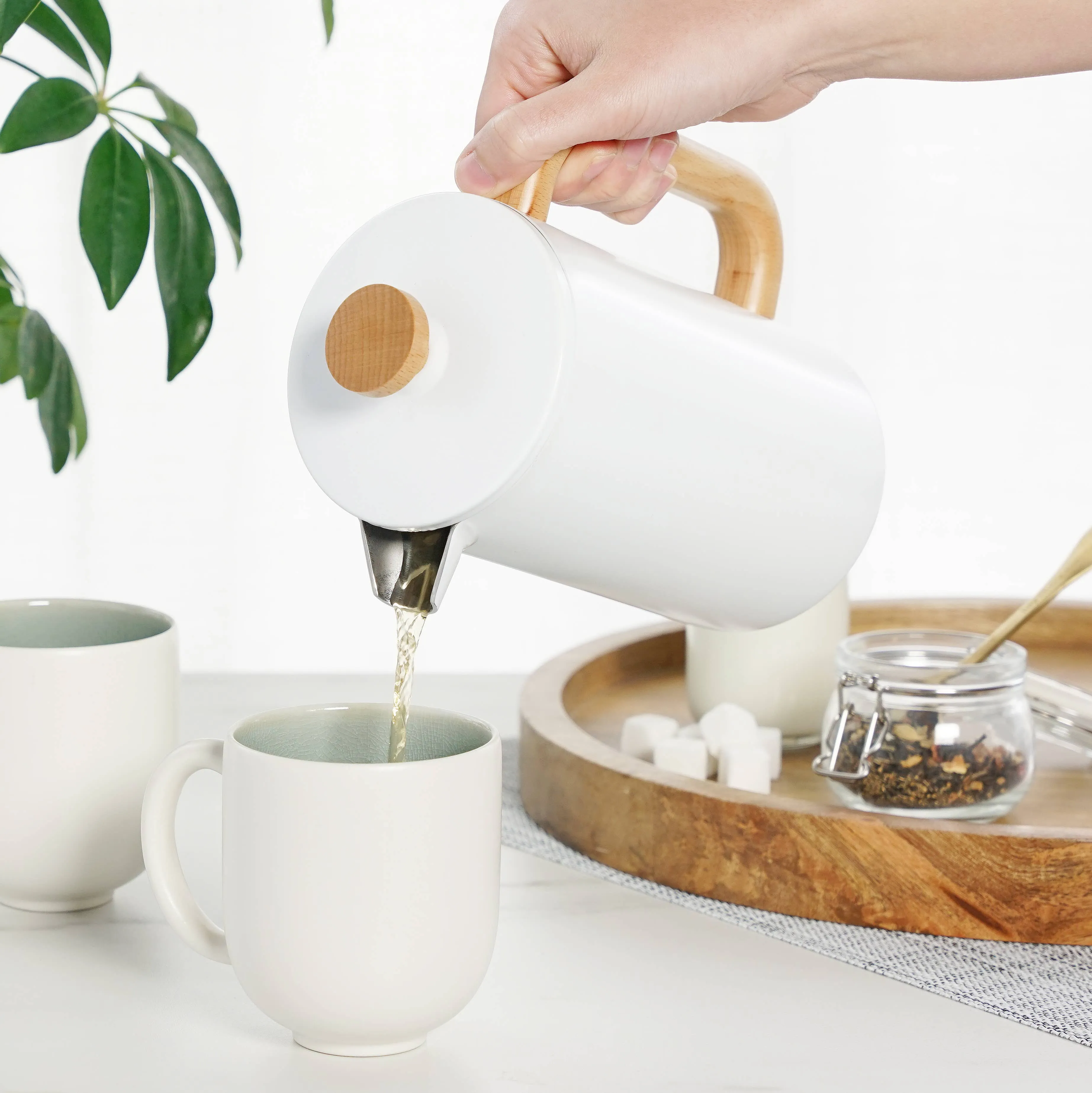 Stainless Steel & Wood Tea & Coffee Press Pot - 34oz
