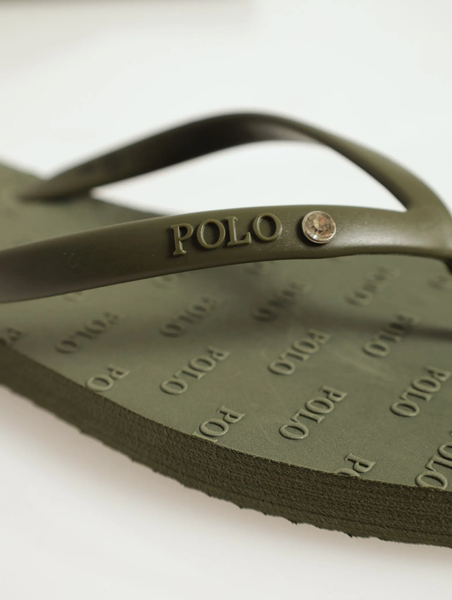Stud Square Toe Flip Flop - Olive