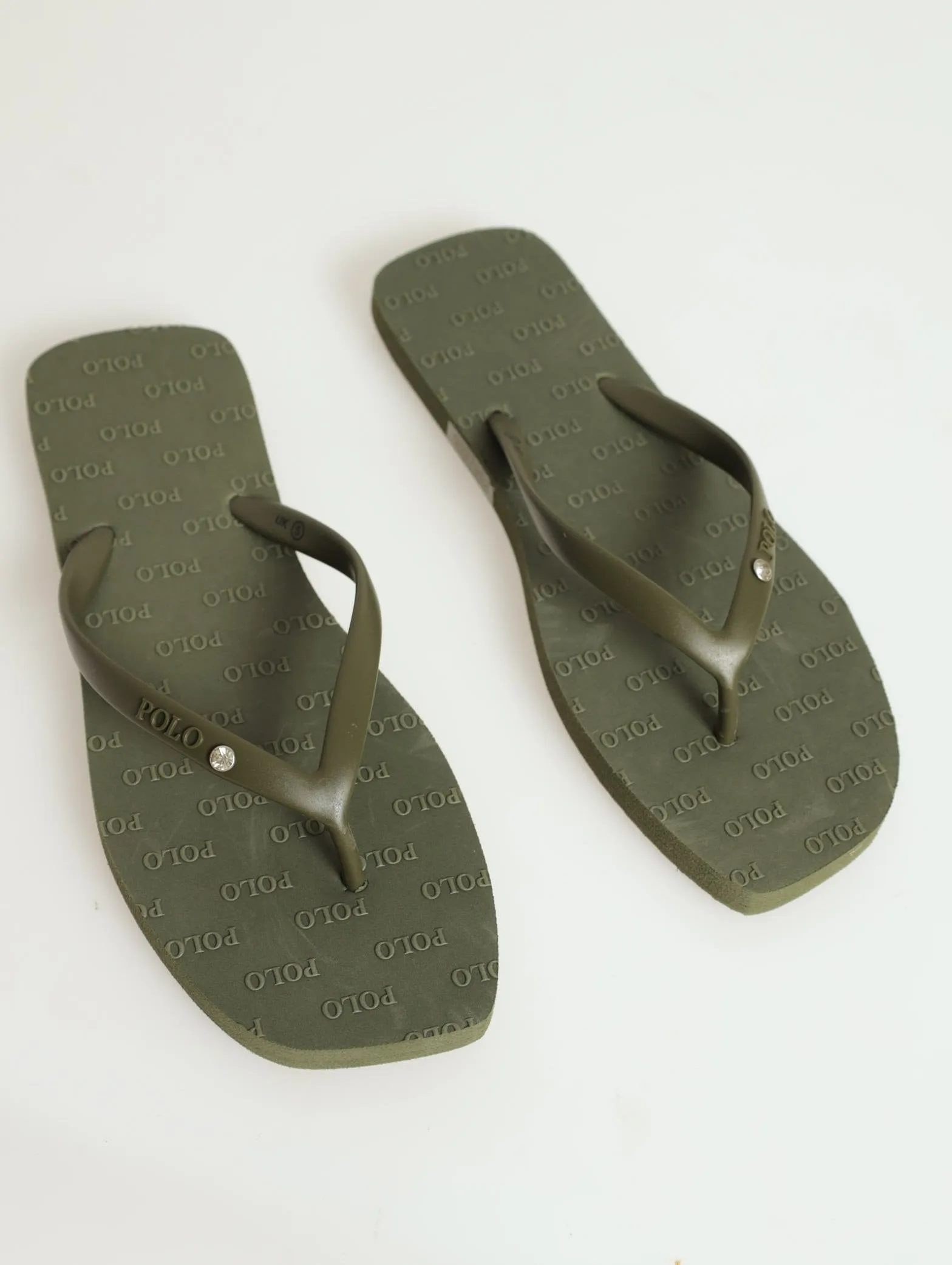 Stud Square Toe Flip Flop - Olive