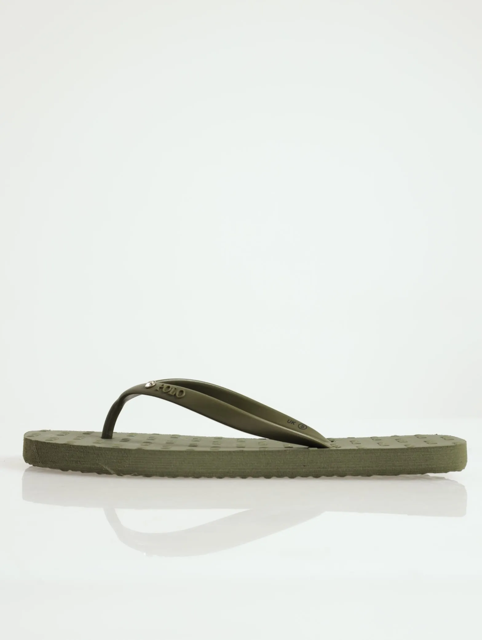 Stud Square Toe Flip Flop - Olive