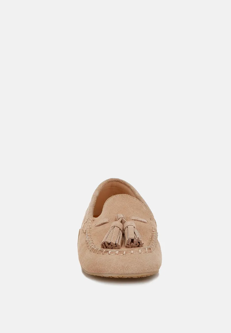 Suede Round Toe Tassel Loafers by RUW