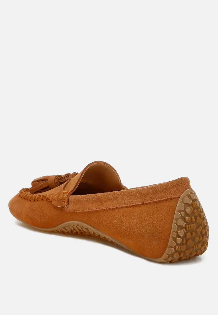 Suede Round Toe Tassel Loafers by RUW