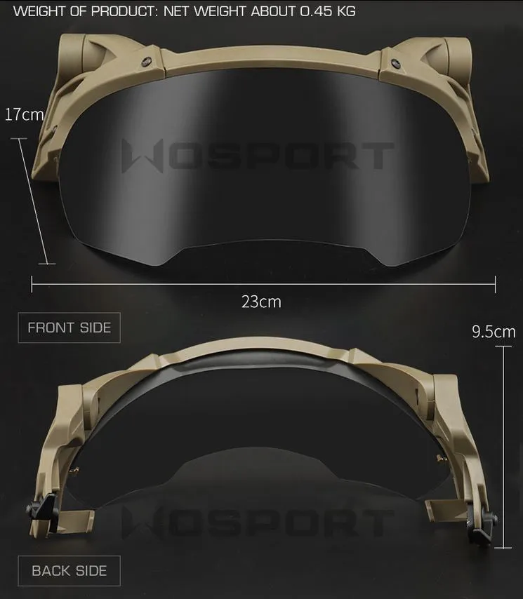 Tactical helmet outer suspension flip goggles - TAN