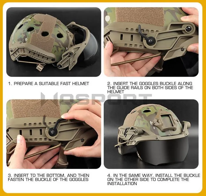 Tactical helmet outer suspension flip goggles - TAN