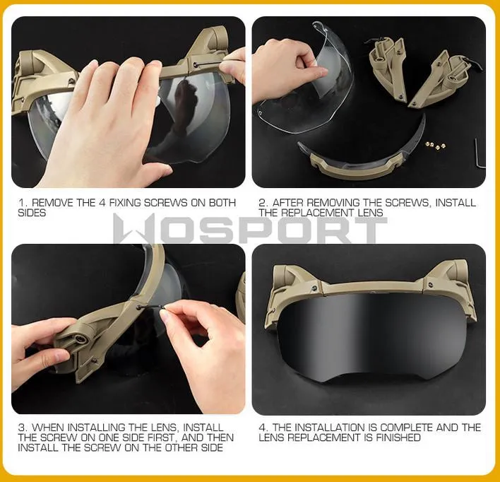 Tactical helmet outer suspension flip goggles - TAN