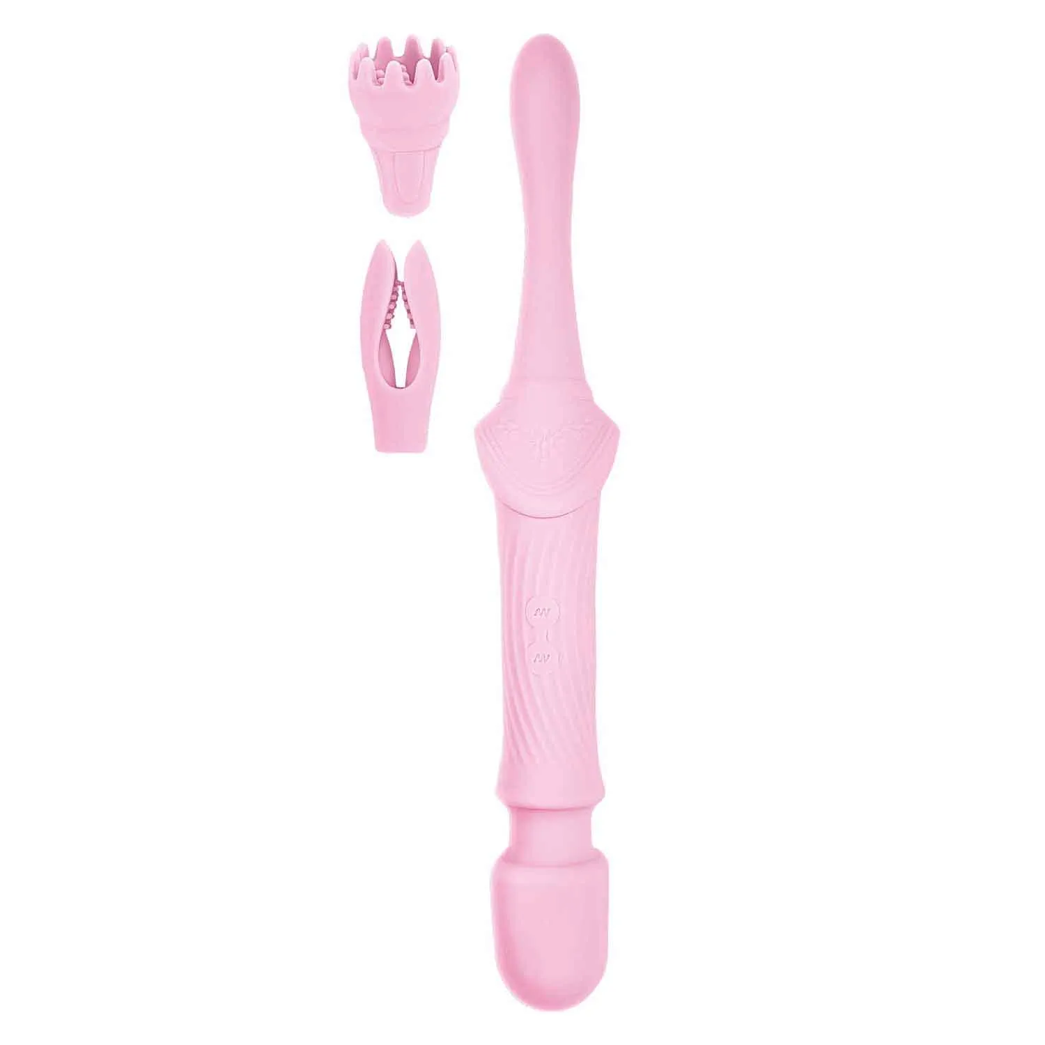 The Goddess Double Ended Wand   Pinpoint Vibe with 3 Attachments - Pink