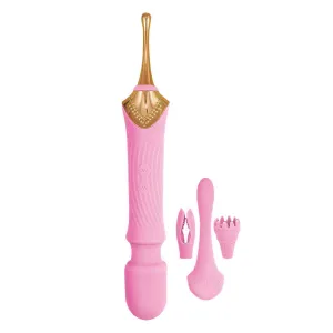 The Goddess Double Ended Wand   Pinpoint Vibe with 3 Attachments - Pink