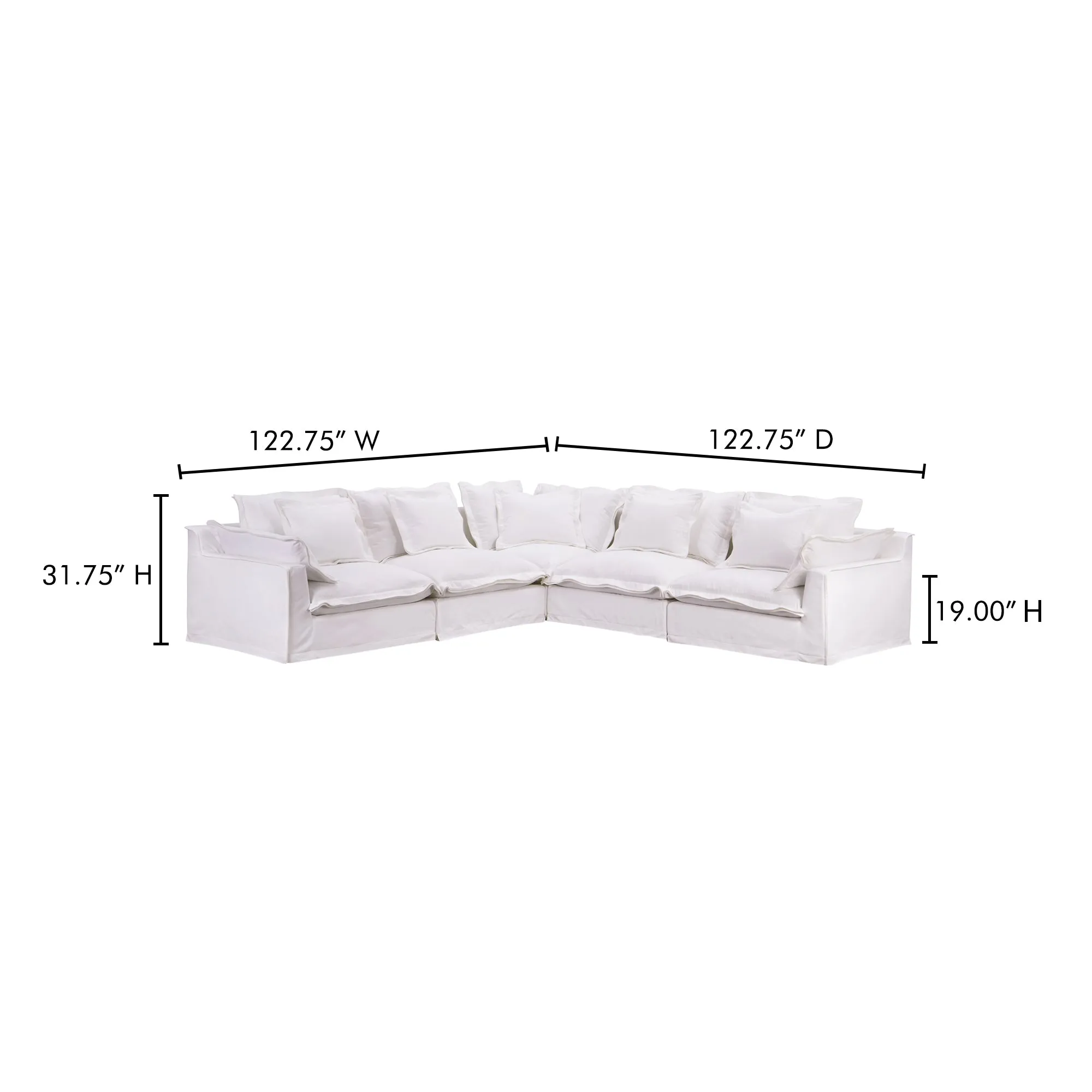 Timeless L-Shaped Modular Lounger in LiveSmart Fabric