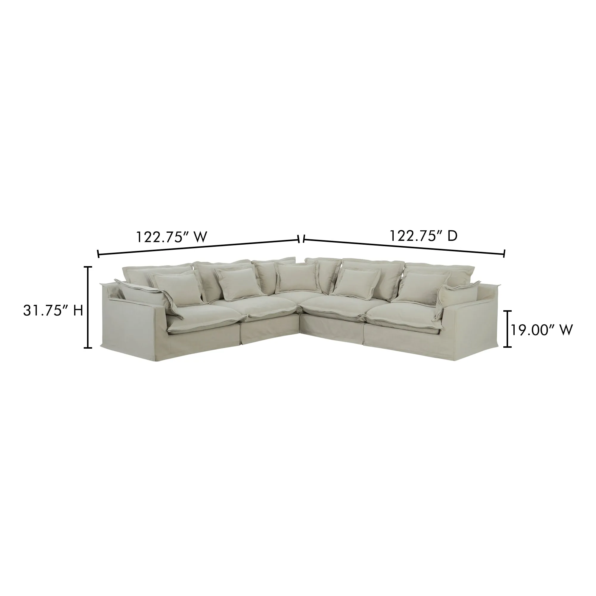Timeless L-Shaped Modular Lounger in LiveSmart Fabric