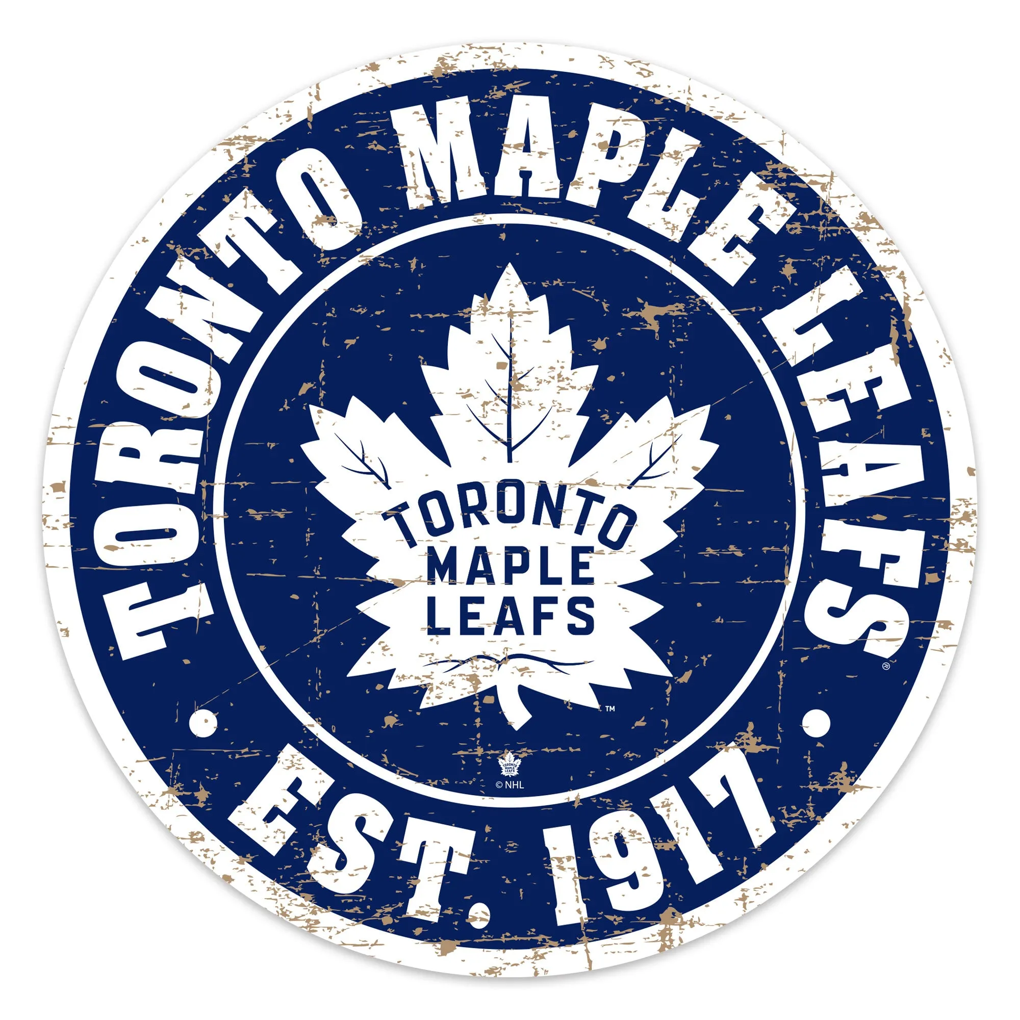Toronto Maple Leafs Wall Sign - 22" Round Distressed