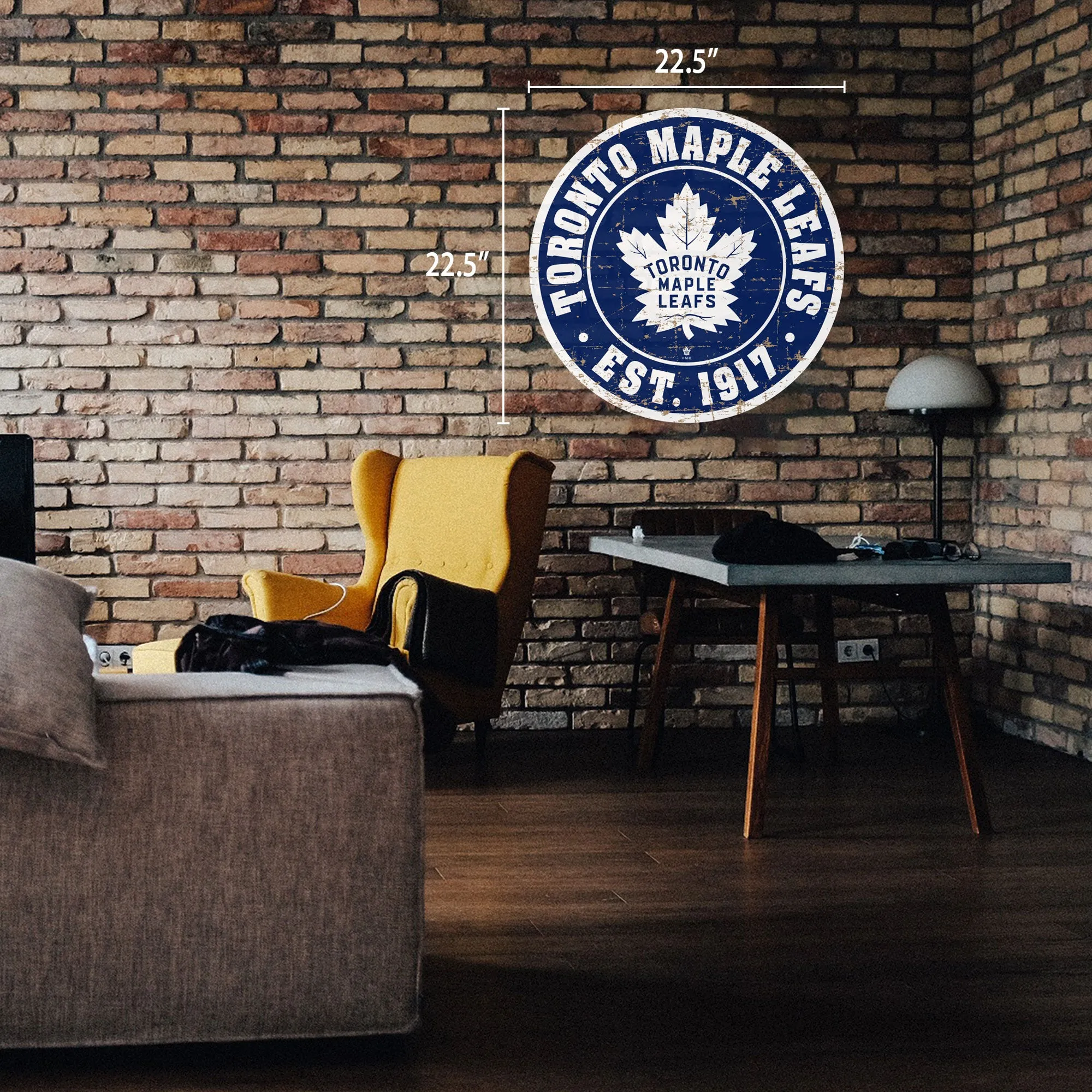 Toronto Maple Leafs Wall Sign - 22" Round Distressed