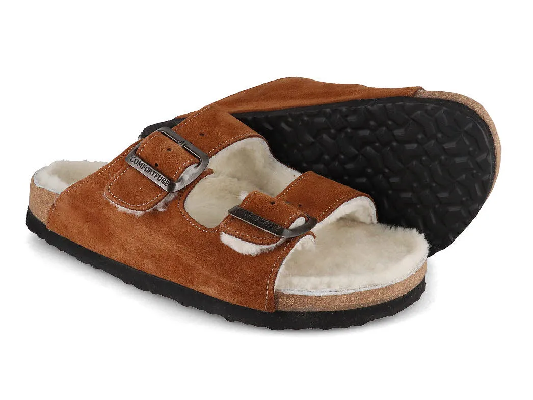 Tuffeln Arch Support Lambskin Sandals «Comfortfüße», cognac