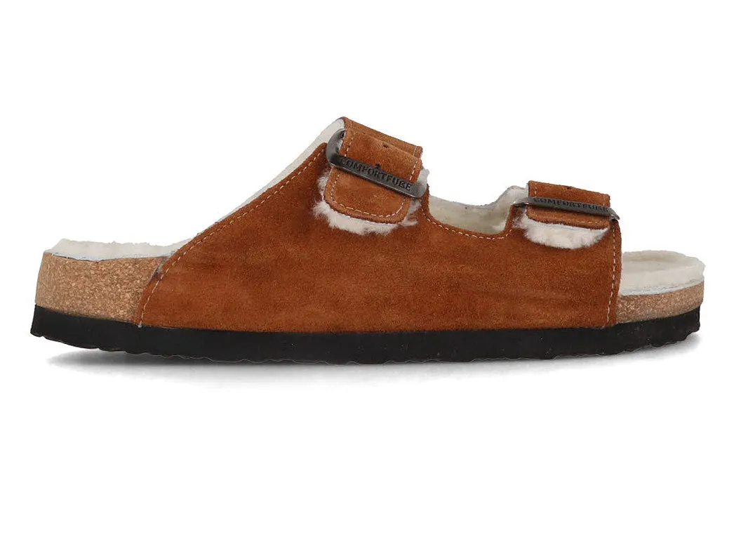 Tuffeln Arch Support Lambskin Sandals «Comfortfüße», cognac