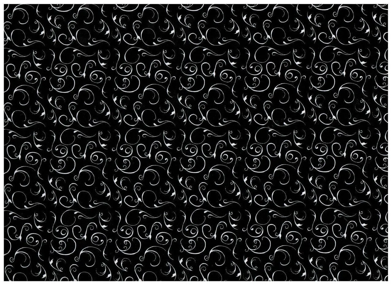 White on Black Silhouette Swirl Contact Paper