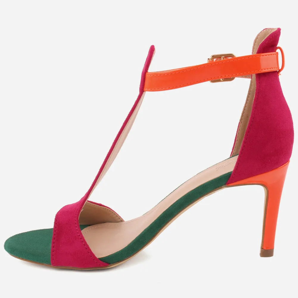 Women "MIA" T-Strap Open Toe Stiletto Heel Sandals